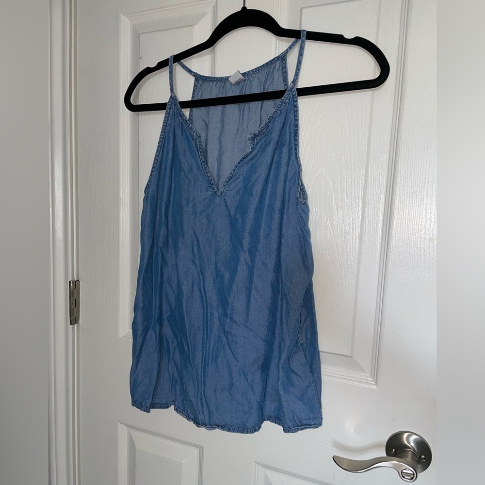 Cute jean like no sleeve Tee